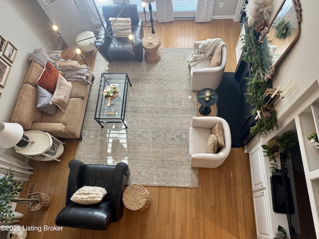 living area featuring wood finished floors