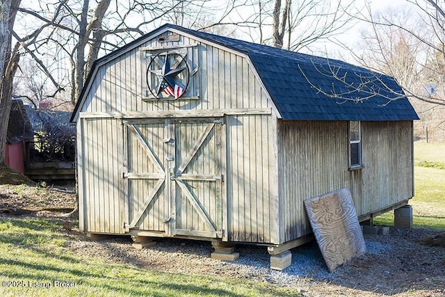 view of shed