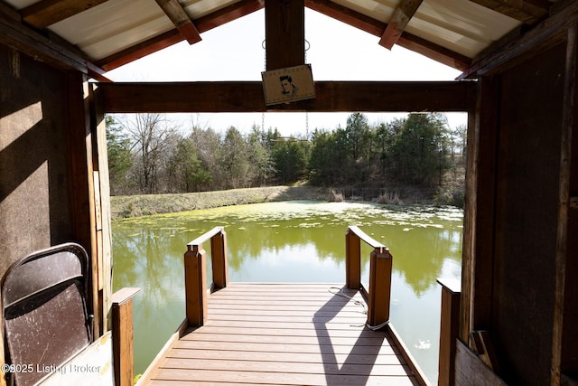 view of dock featuring a water view