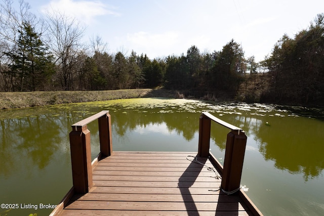 view of dock featuring a water view