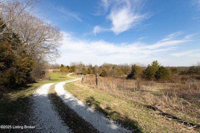 view of road featuring a rural view