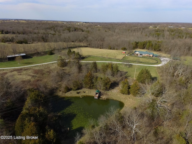 birds eye view of property featuring a rural view