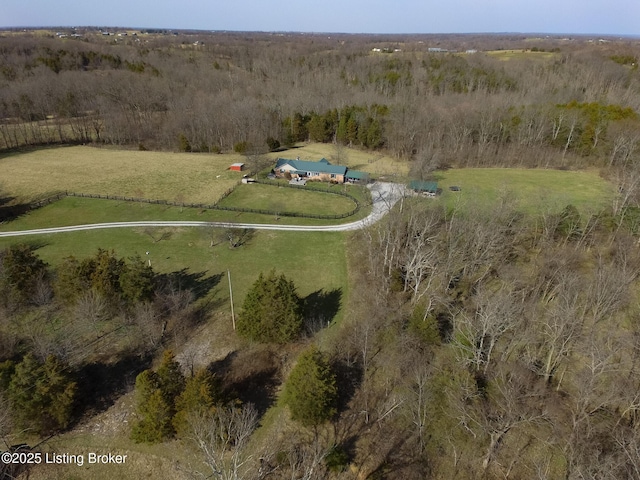 bird's eye view with a rural view