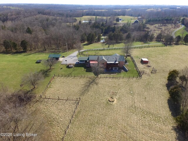 drone / aerial view featuring a rural view