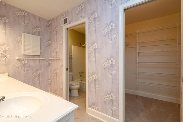 5800 Coach Gate Wynde Unit 295B, Louisville, KY 40207 - full bath with a sink, visible vents, double vanity, and wallpapered walls