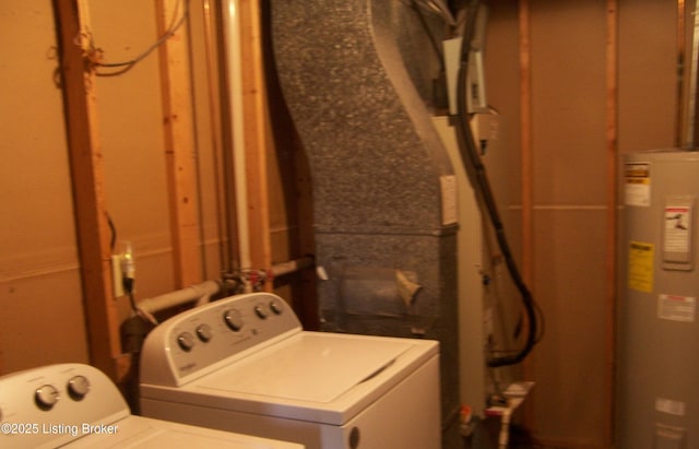 washroom featuring laundry area and electric water heater