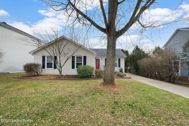 ranch-style home with a front yard