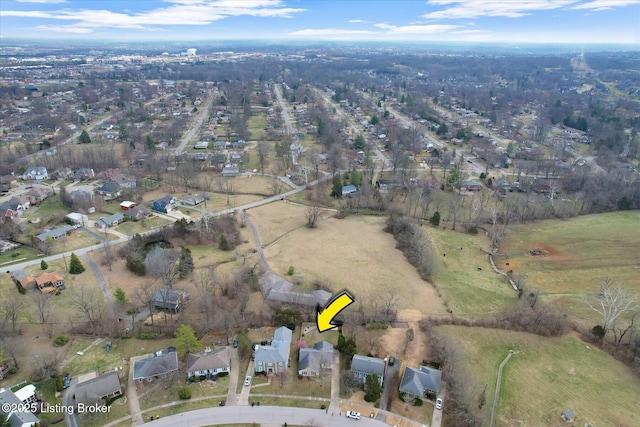 drone / aerial view with a residential view