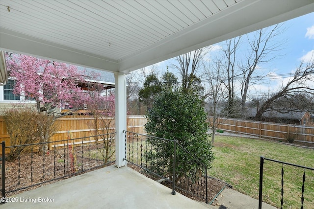 view of patio featuring a fenced backyard