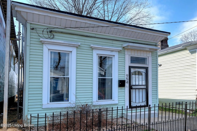 view of home's exterior featuring a fenced front yard