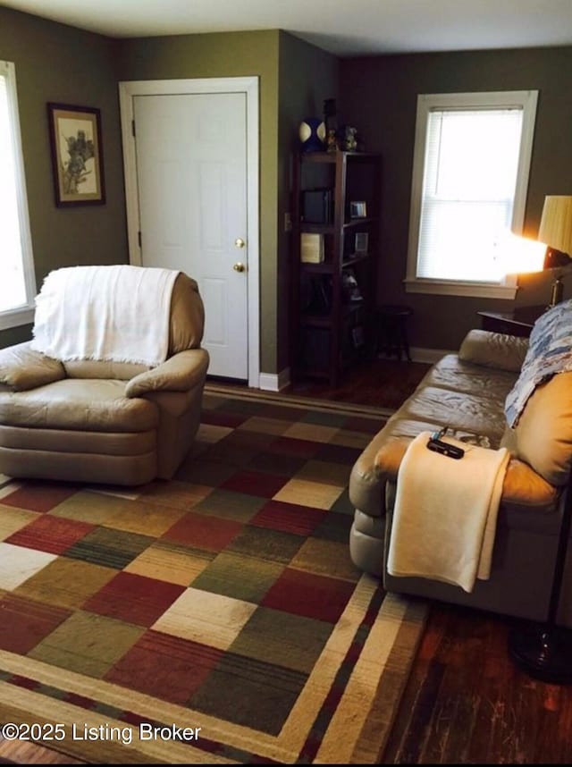 living area with baseboards