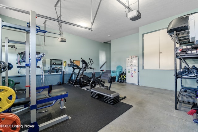 gym with a garage