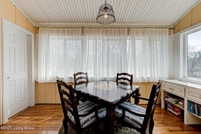 dining room with wood finished floors