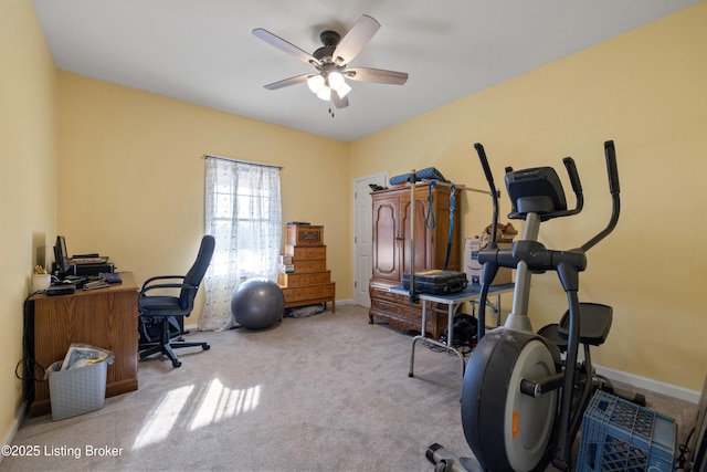 1380 Rice Rd, Lawrenceburg, KY 40342 - office area featuring baseboards, carpet floors, and ceiling fan
