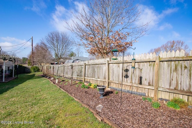 view of yard featuring a fenced backyard