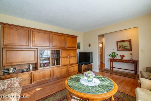 living area featuring light wood-style flooring