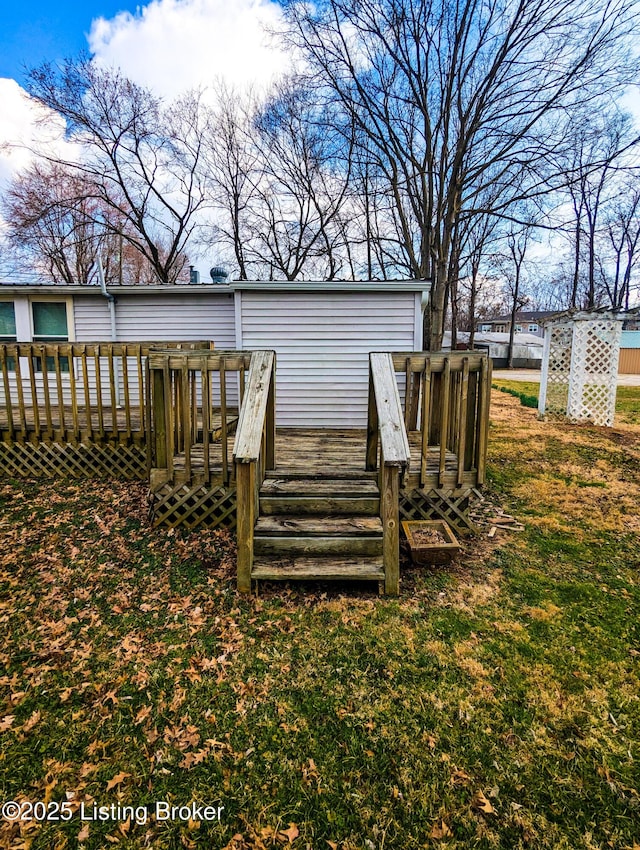 deck with a lawn