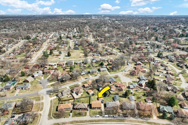 drone / aerial view with a residential view