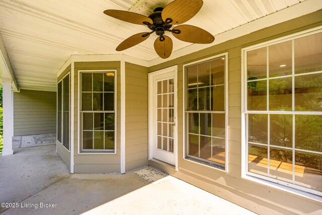 404 Persell Rd, Bedford, KY 40006 - view of patio featuring a ceiling fan
