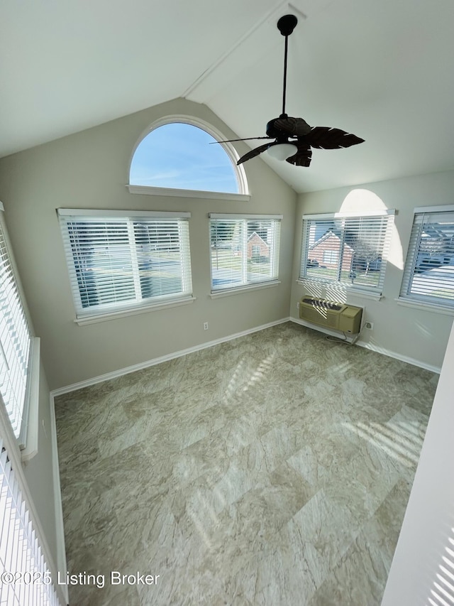 105-A Legacy Ct, Elizabethtown, KY 42701 - spare room featuring vaulted ceiling, plenty of natural light, a ceiling fan, and baseboards