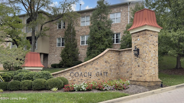 view of community sign