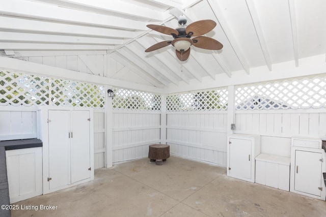 view of patio / terrace featuring a ceiling fan and a fenced backyard