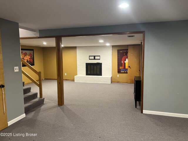 finished below grade area with recessed lighting and baseboards