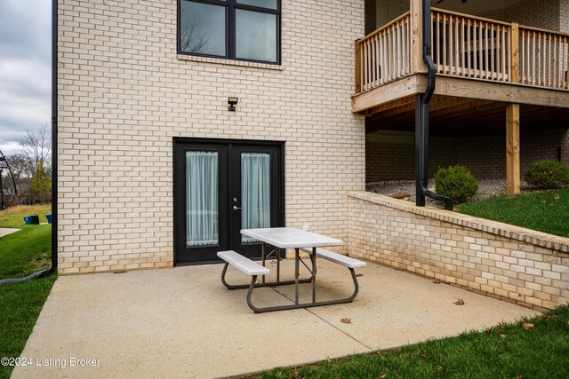 view of patio featuring french doors