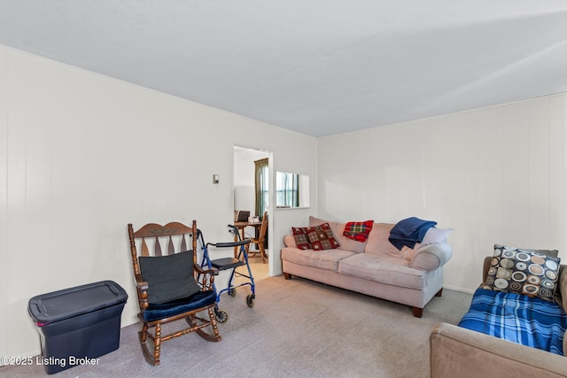 living room featuring carpet floors