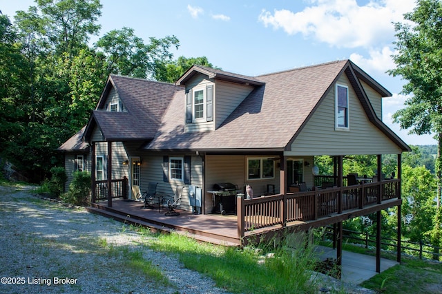 260 Patriots Path Ln, Falls Of Rough, KY 40119 - rear view of house featuring roof with shingles and a wooden deck