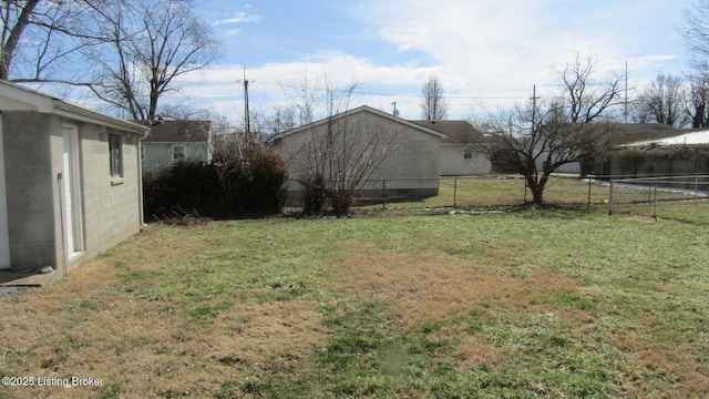 view of yard featuring fence