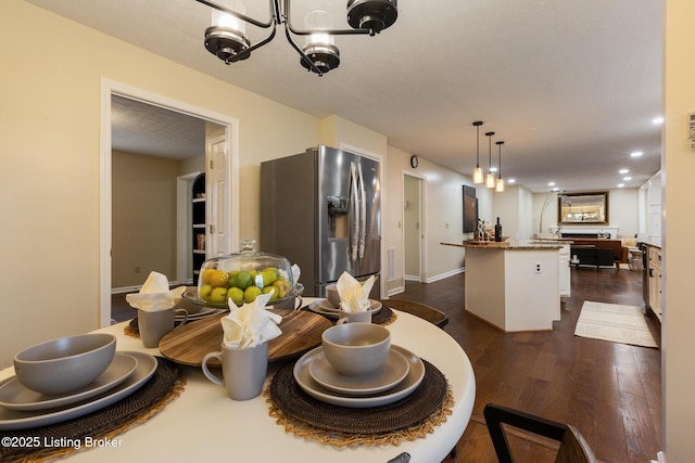 4316 Arwine Ct, Louisville, KY 40245 - dining room featuring recessed lighting, a notable chandelier, dark wood-style floors, and baseboards