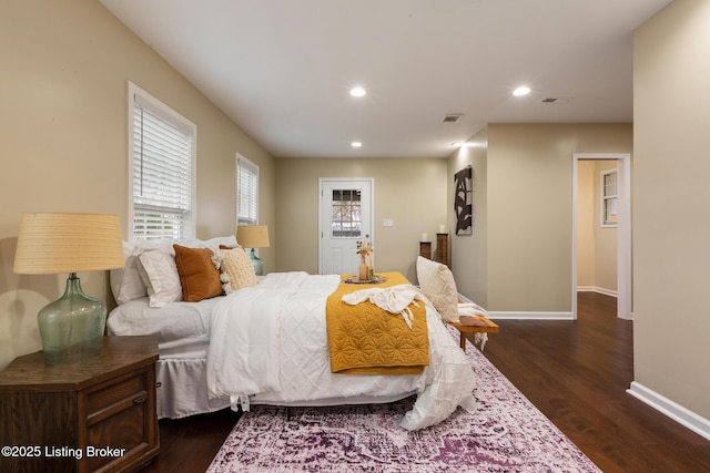 4316 Arwine Ct, Louisville, KY 40245 - bedroom featuring visible vents, recessed lighting, baseboards, and dark wood-style flooring