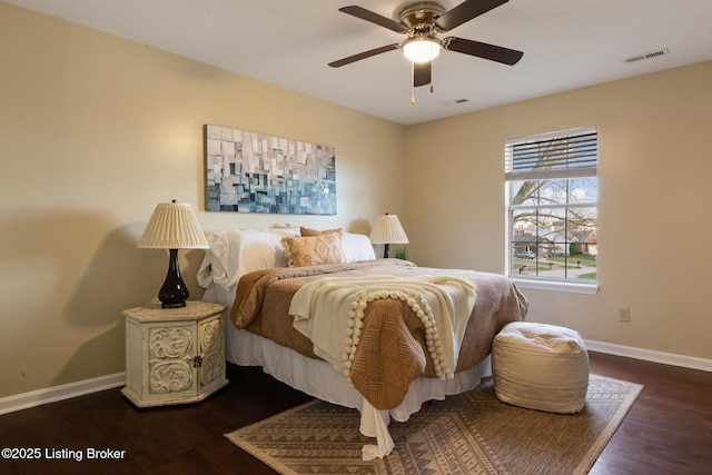 4316 Arwine Ct, Louisville, KY 40245 - bedroom with visible vents, baseboards, wood finished floors, and a ceiling fan