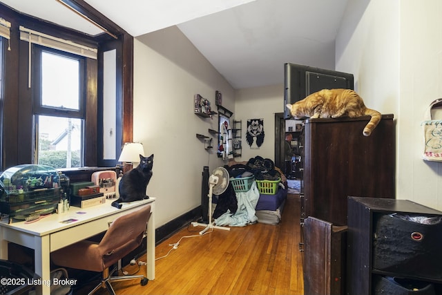 office area with wood finished floors