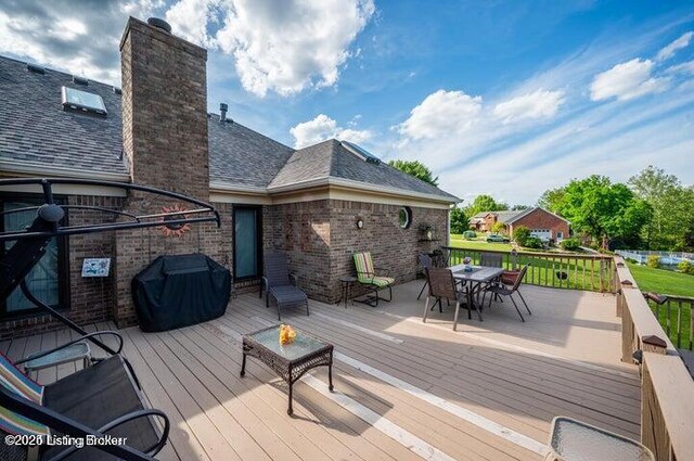 360 Rockcastle Villa, Shepherdsville, KY 40165 - wooden terrace with outdoor dining space