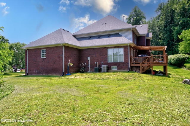 7603 Cottage Cove Way, Louisville, KY 40214 - back of house featuring a deck, a lawn, and roof with shingles