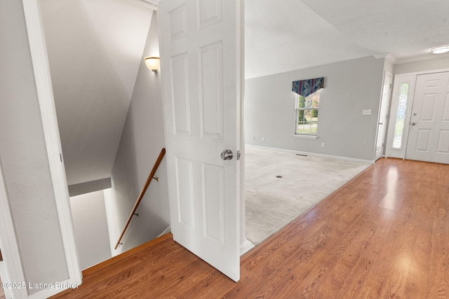 1501 Eagle Nest Way, Lyndon, KY 40222 - stairs featuring wood finished floors, crown molding, and baseboards