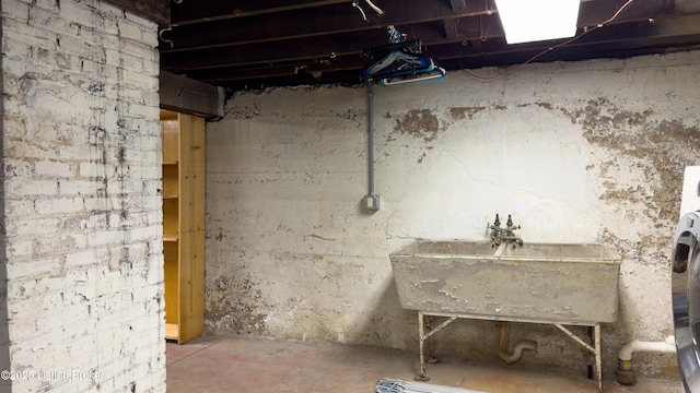 unfinished basement with a sink