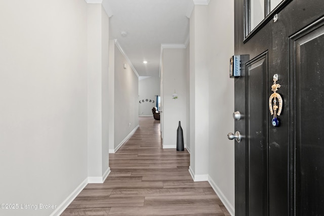8806 Warbler Branch Way, Louisville, KY 40229 - hall featuring light wood-style floors, crown molding, and baseboards