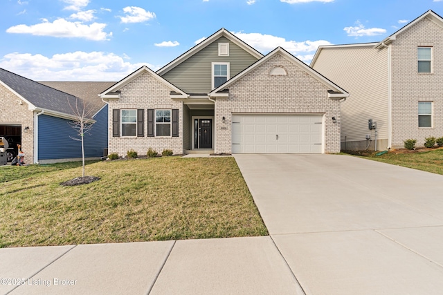 8806 Warbler Branch Way, Louisville, KY 40229 - view of front facade featuring driveway, brick siding, an attached garage, and a front yard
