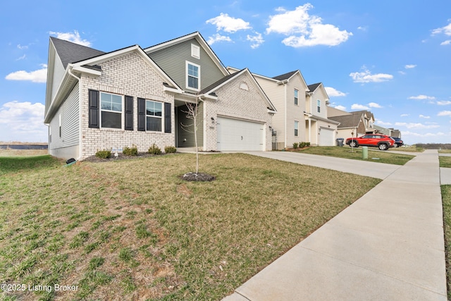 8806 Warbler Branch Way, Louisville, KY 40229 - view of front of property featuring brick siding, a front lawn, a residential view, concrete driveway, and an attached garage