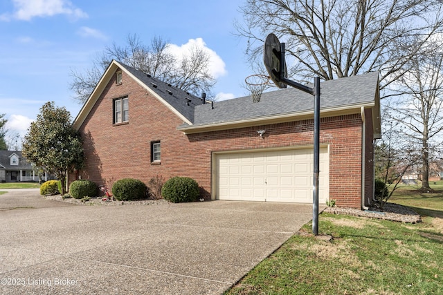 6709 Wild Fox Ln, Prospect, KY 40059 - view of property exterior with concrete driveway, roof with shingles, an attached garage, and brick siding