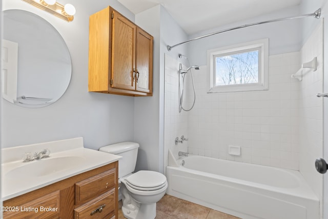 6709 Wild Fox Ln, Prospect, KY 40059 - bathroom with toilet, tile patterned flooring, shower / bathtub combination, and vanity