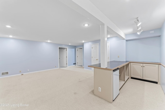 6709 Wild Fox Ln, Prospect, KY 40059 - finished below grade area featuring baseboards, visible vents, light colored carpet, and recessed lighting