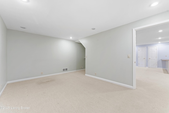 6709 Wild Fox Ln, Prospect, KY 40059 - unfurnished room with light colored carpet, visible vents, recessed lighting, and baseboards