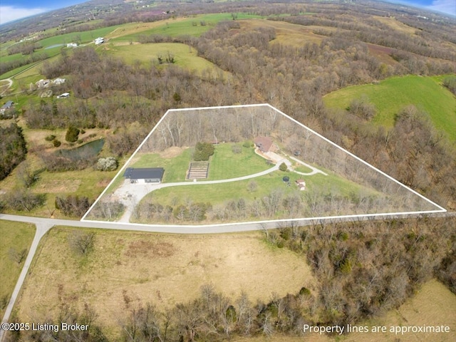 drone / aerial view featuring a rural view
