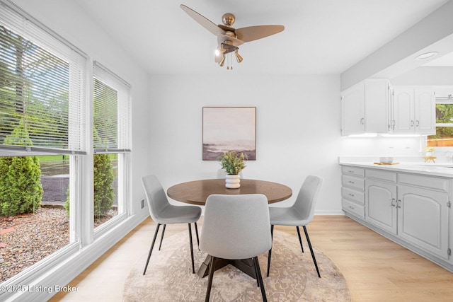 1911 Bainbridge Row Dr, Louisville, KY 40207 - dining space with baseboards, a ceiling fan, and light wood finished floors