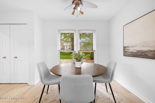 1911 Bainbridge Row Dr, Louisville, KY 40207 - dining room with baseboards, light wood-type flooring, and ceiling fan