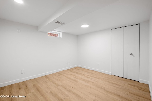 1911 Bainbridge Row Dr, Louisville, KY 40207 - basement featuring baseboards, visible vents, and wood finished floors